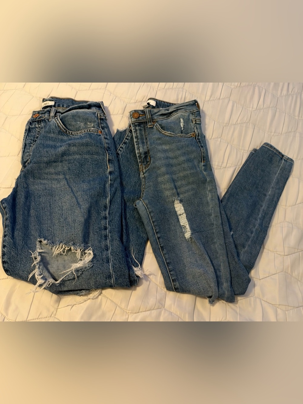 Forever 21 Distressed Blue Boyfriend Jeans Pair